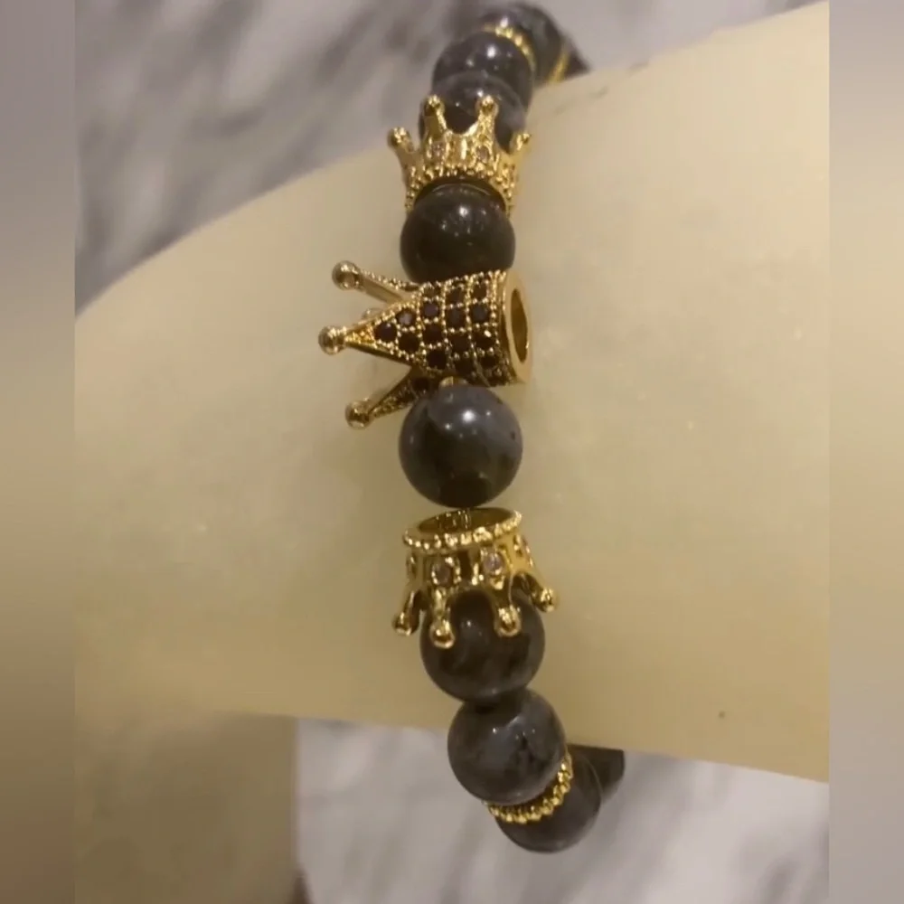 Grey laboradorite beaded natural stone - Picture 3 of 6